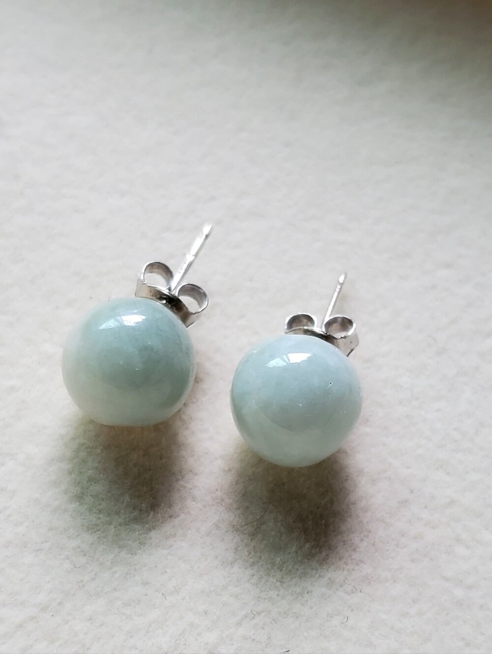 Sterling Silver Light Aqua Jade Stud Earrings - Classic Womenโs Jewelry